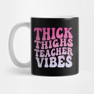 Thick Thighs Teacher Vibes Black Women Summer Juneteenth Mug